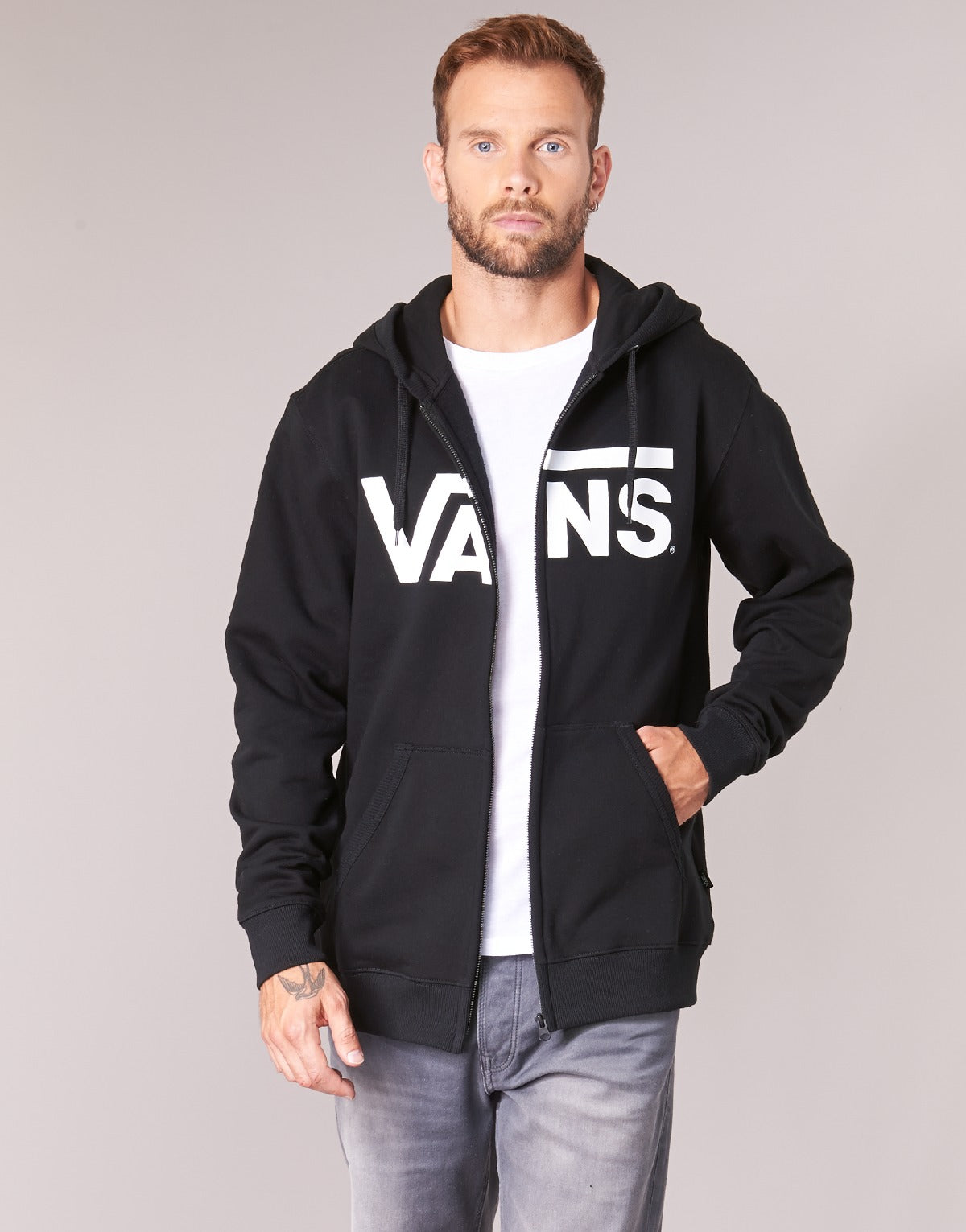 Felpa Uomo Vans  VANS CLASSIC ZIP HOODIE  Nero