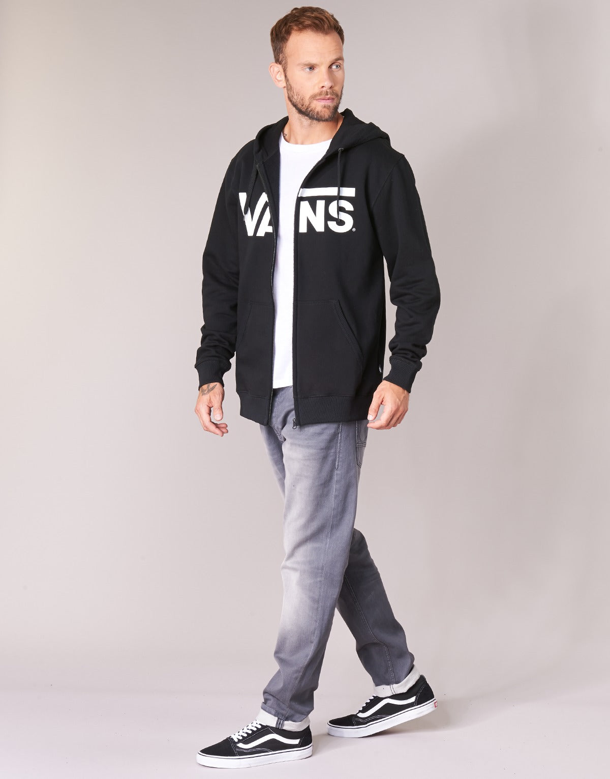 Felpa Uomo Vans  VANS CLASSIC ZIP HOODIE  Nero