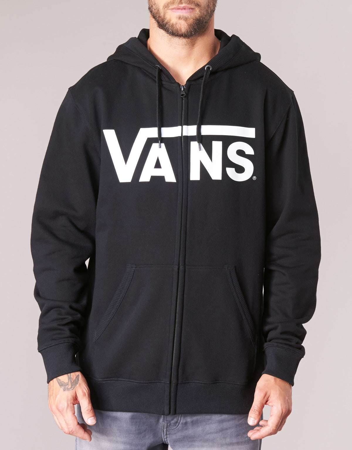 Felpa Uomo Vans  VANS CLASSIC ZIP HOODIE  Nero